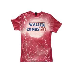 Wallen Combs ‘20 Bleached Graphic Tee Small Red Country Music Shirt Anvil USA